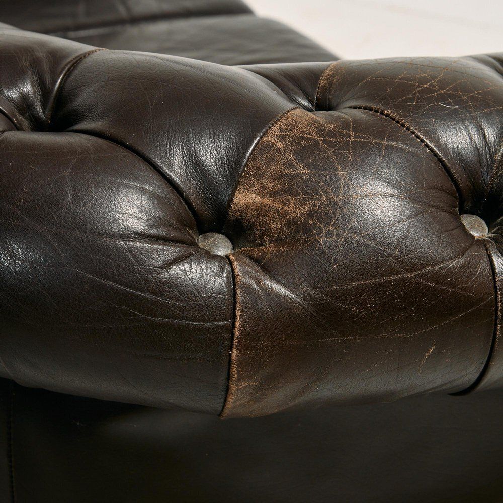 Chesterfield Leather Sofa Set, 1970s, Set Of 3 photo vinterior
