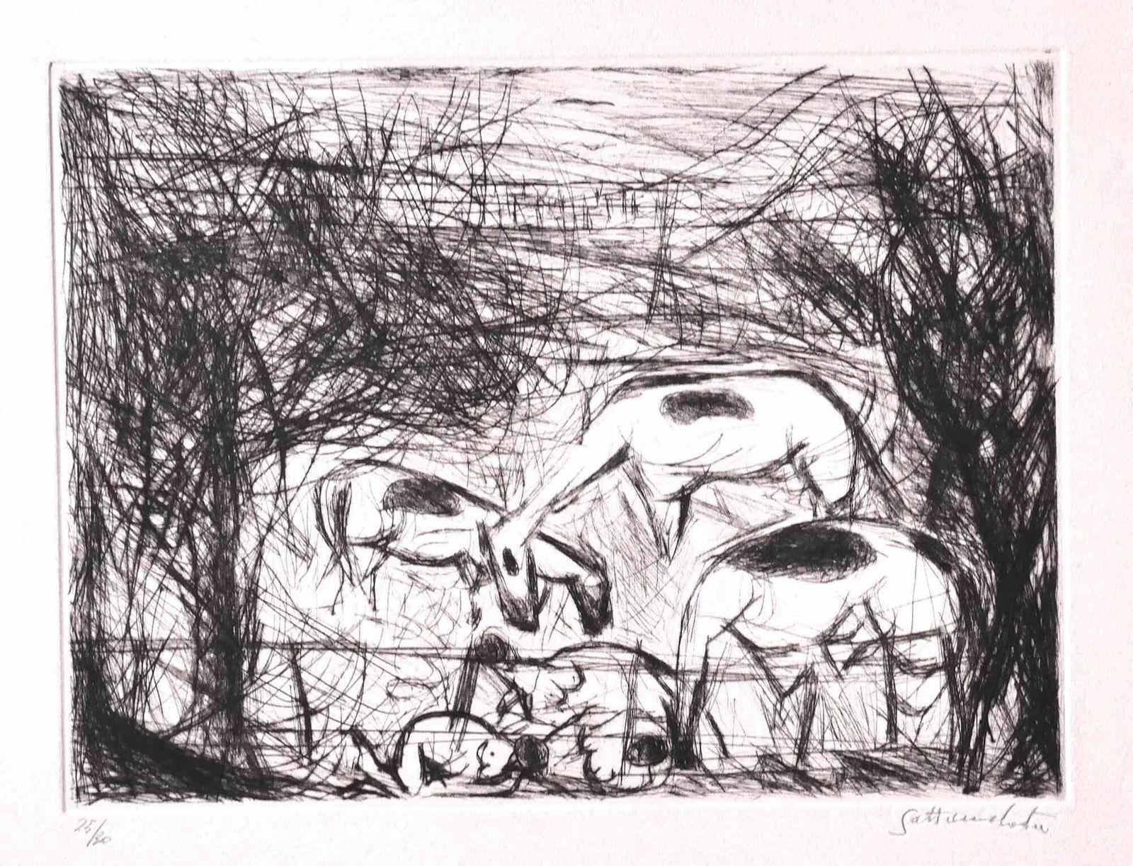 Nazareno Gattamenatabundle Of 4 Etchings/Gattamelatahenrymoore1970s