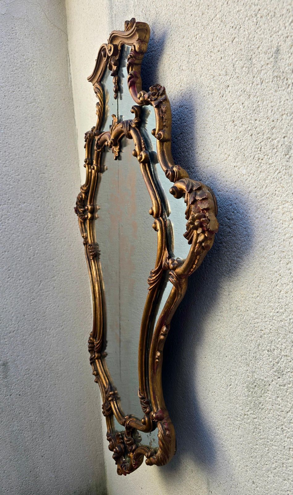 Large Italian Rococo Revival Carved Giltwood Mirror, Late 19th Century photo Home Decor