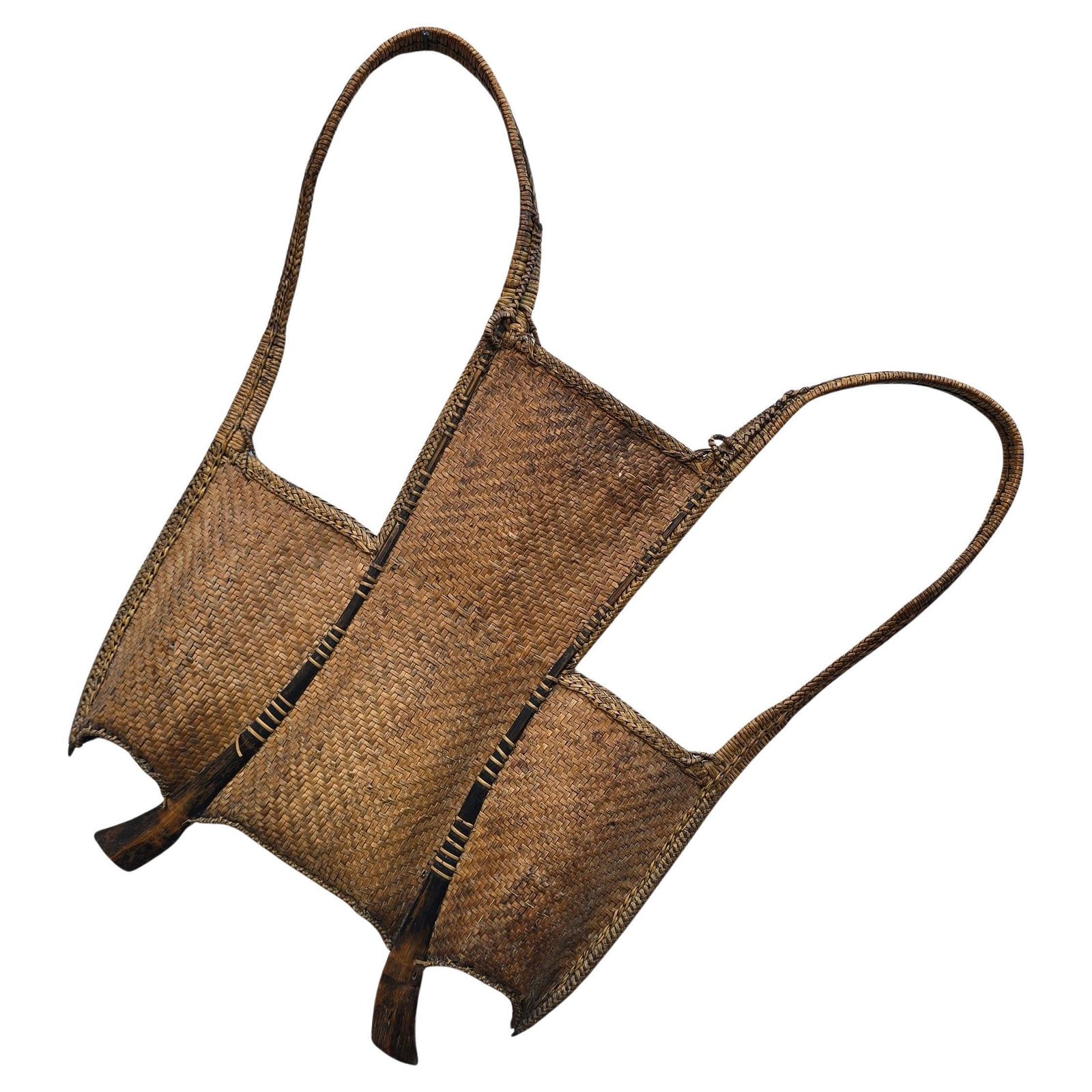 19th Century Southeast Asian Tribal Backpack Basket, Likely Northern Vietnam photo for sale