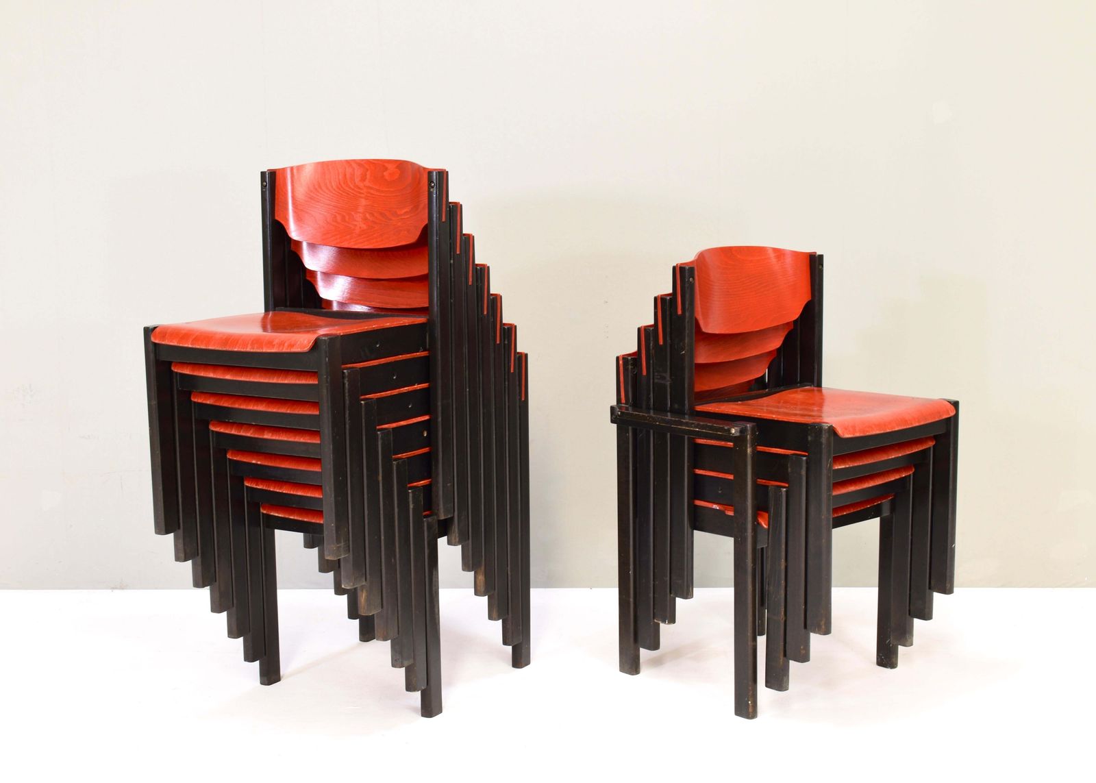 14x Italian Postmodern Stacking Chairs In Sottsass Memphis Style   Italy, 1970's photo Furniture