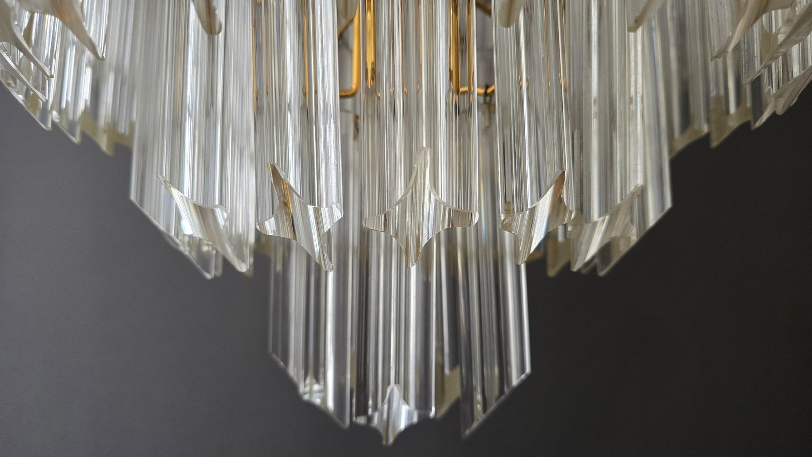 Italian Brass And Crystal Tiered Chandelier, Circa 1970   1980 photo buy