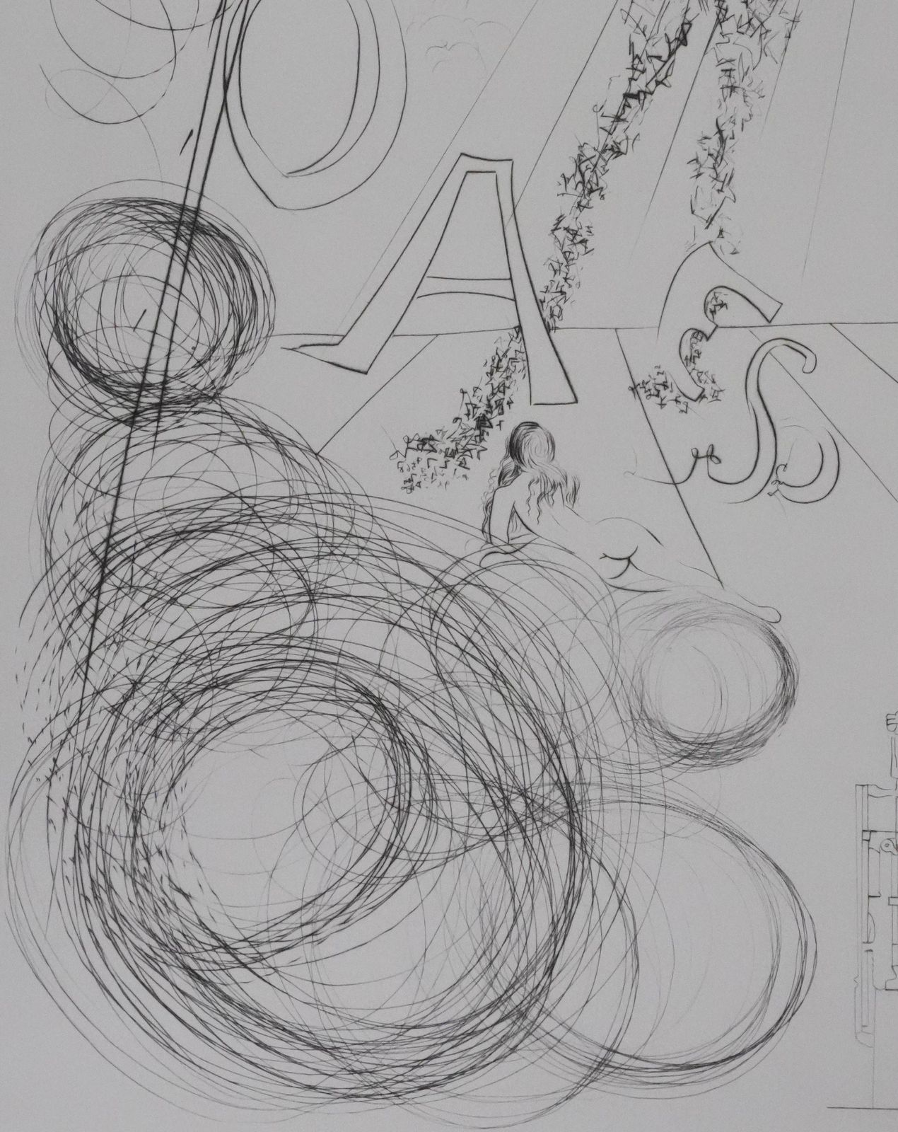 Salvador Dalí­Tribute To Leonardo Da Vinci, The Linotype   Original Handsigned Etching1975 photo Art