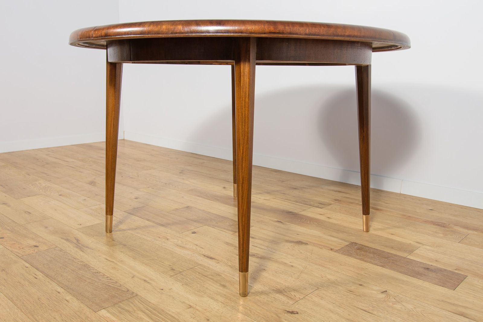 Art Deco Round Extendable Teak Dining Table, France, 1930s photo 2577.0