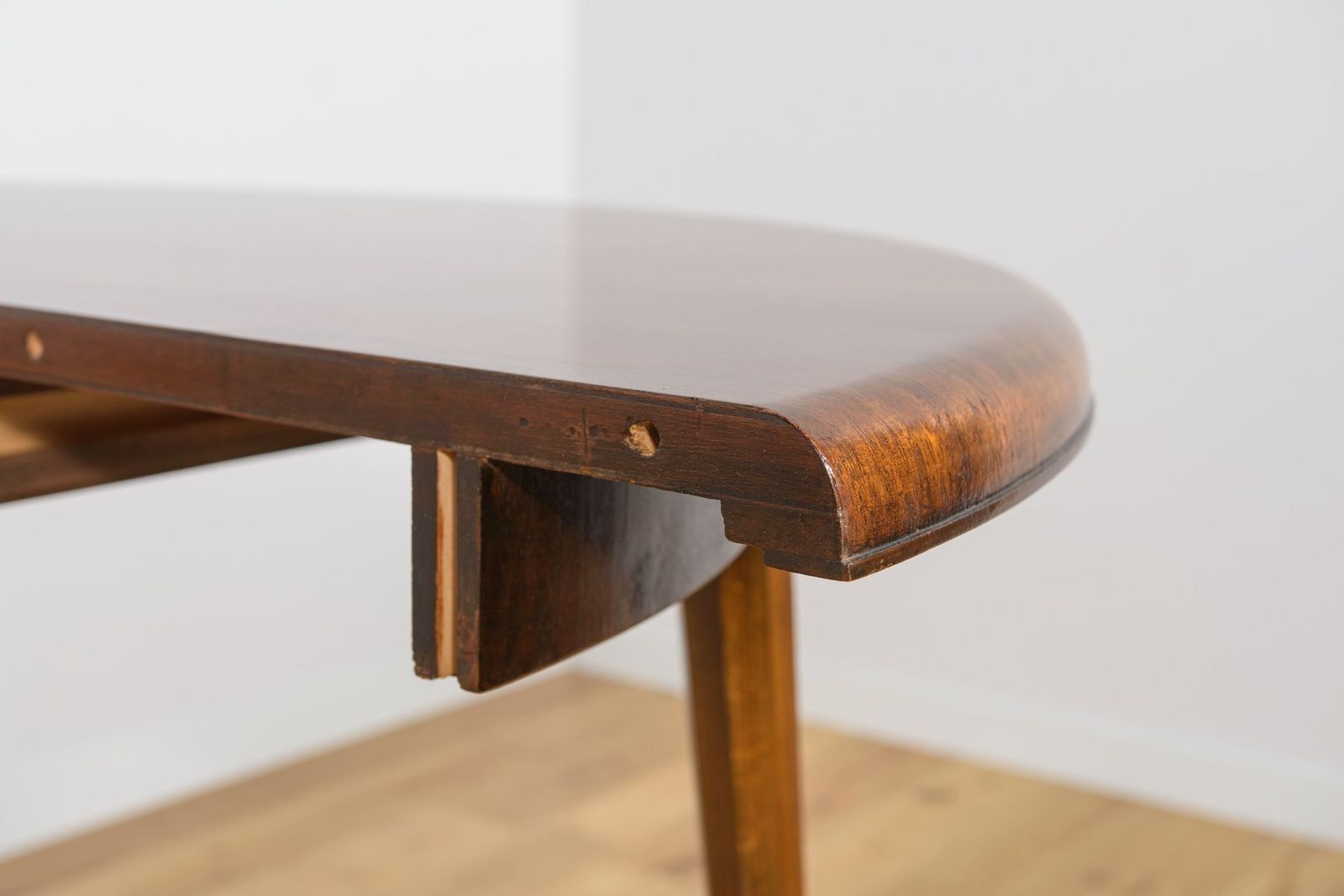 Art Deco Round Extendable Teak Dining Table, France, 1930s photo vintage