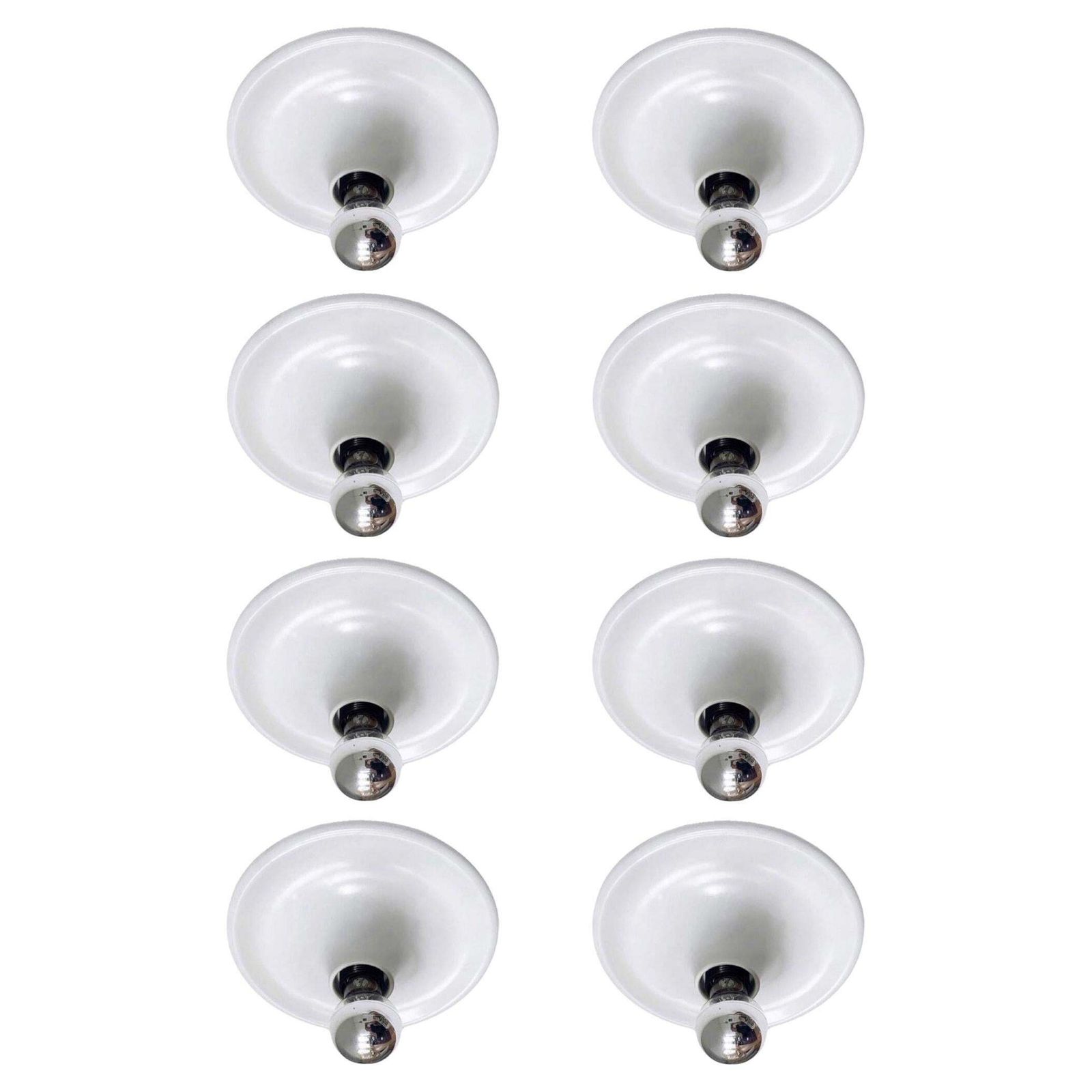 Postmodern Italian Set Of Eight White Flush Mounts By Targetti Sankey, 1980s