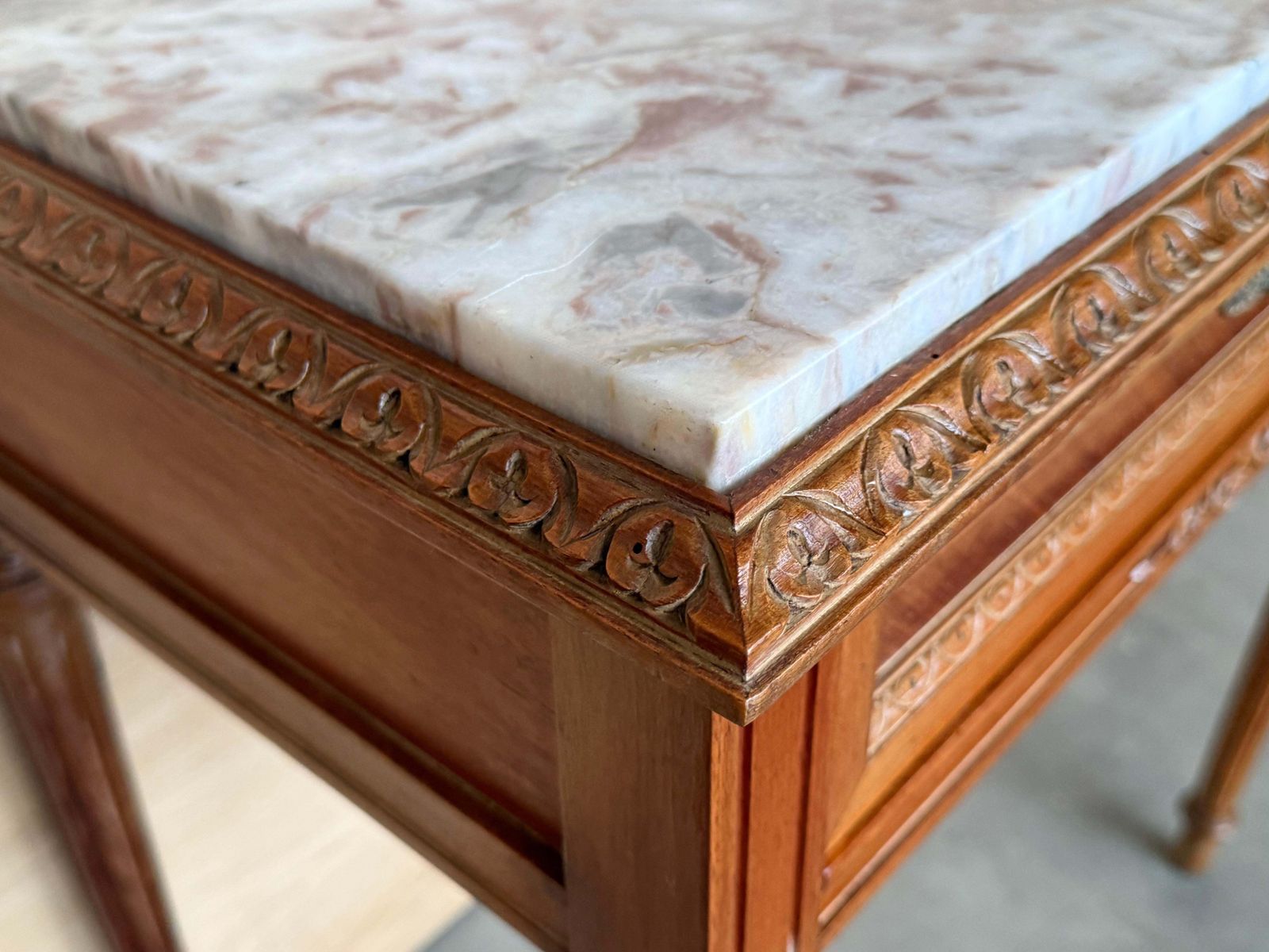 Early 20th Century French Carved Wood Nightstands, 1940s, Set Of 2 photo Furniture