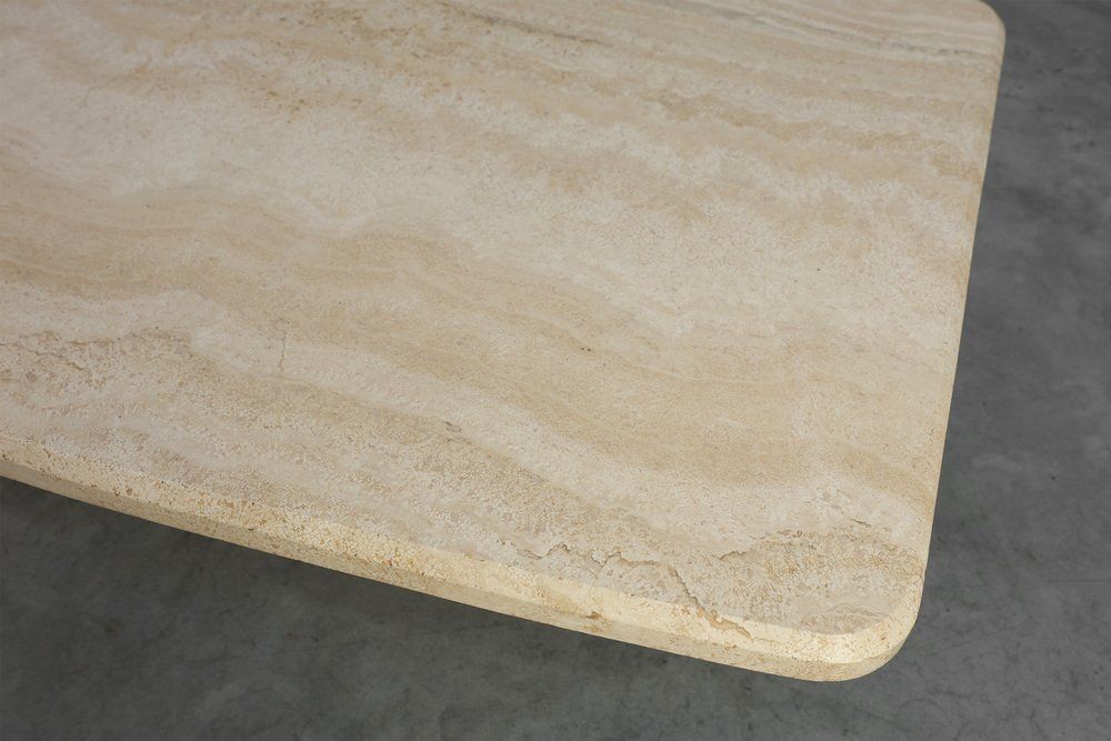 Sculptural Organic Travertine Coffee Table, France, 1980s photo vintage