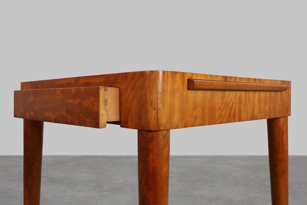 Art Deco Birch‑Veneered Side Table With Drawer, France, 1920s photo Furniture