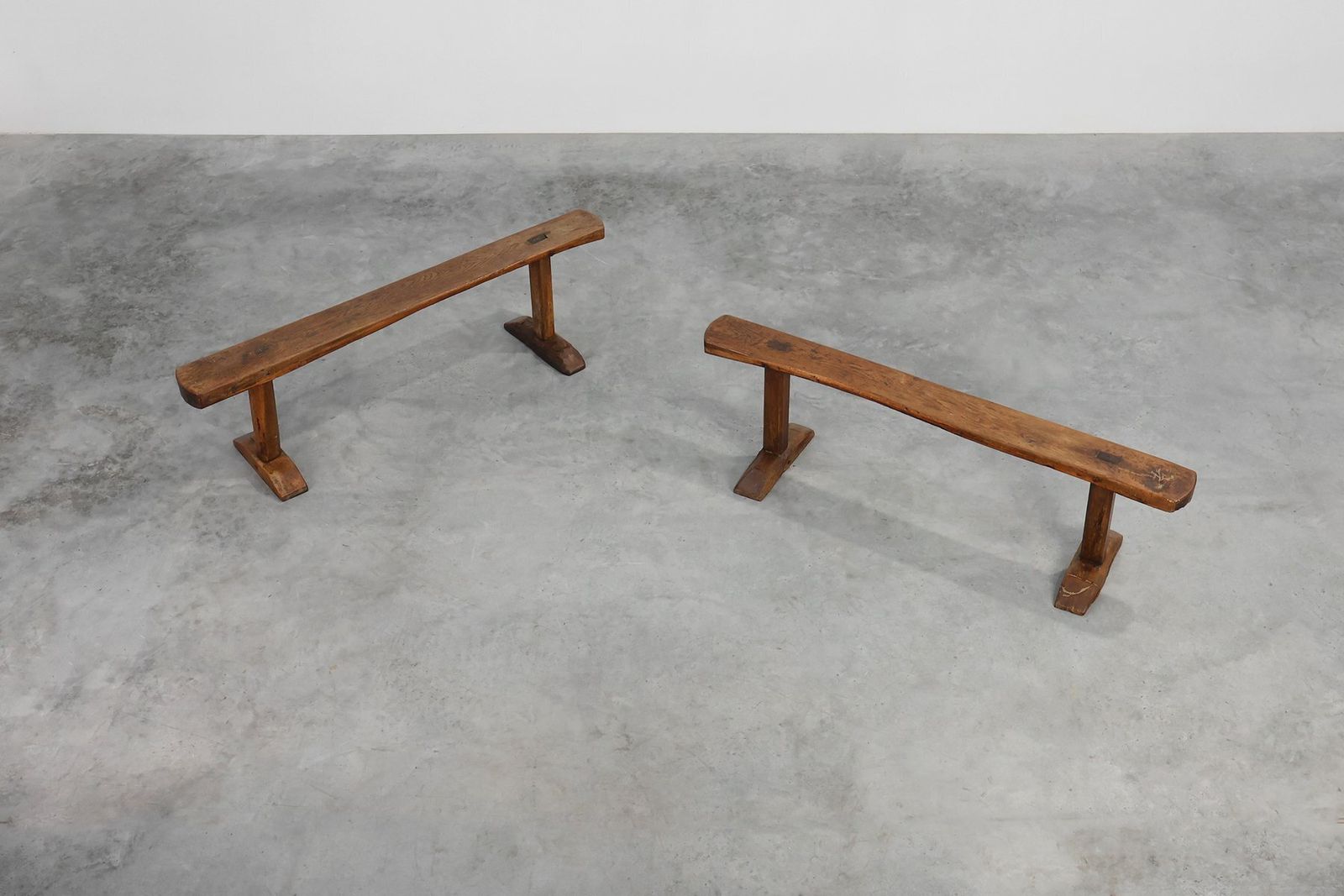 Rustic Oak Benches, France, 1850s, Set Of 2 photo furniture
