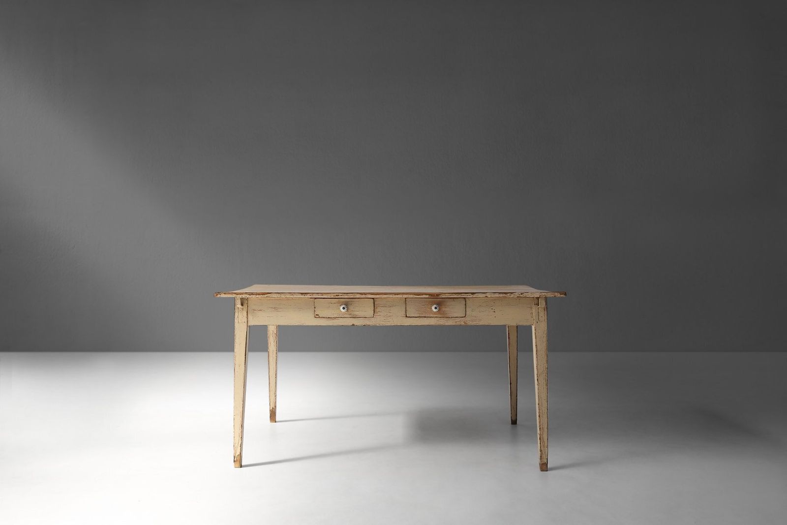 2452.0 Painted Wood Farm Table With Tapered Legs, France, 1800s photo