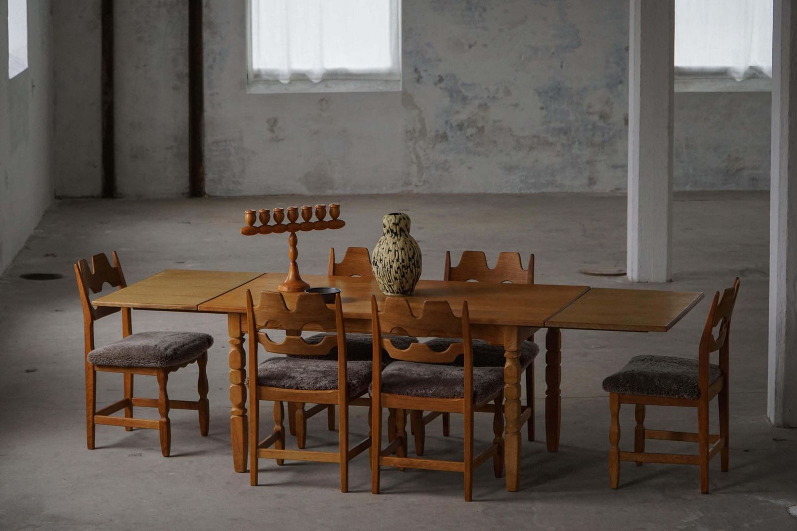 1744.0 Henning Kjærnulf, Danish Mid Century Modern, Rectangular Oak Dining Table, 1960s photo