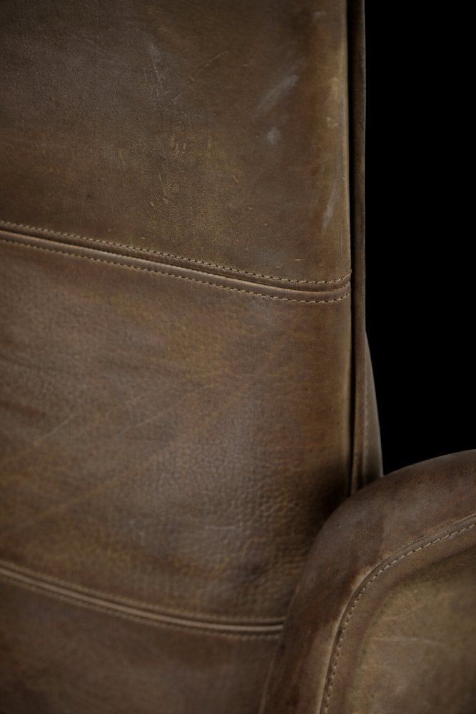 photo vintage Vintage Brutalist Buffalo Leather Ds 50 Lounge Chair From De Sede, 1970s