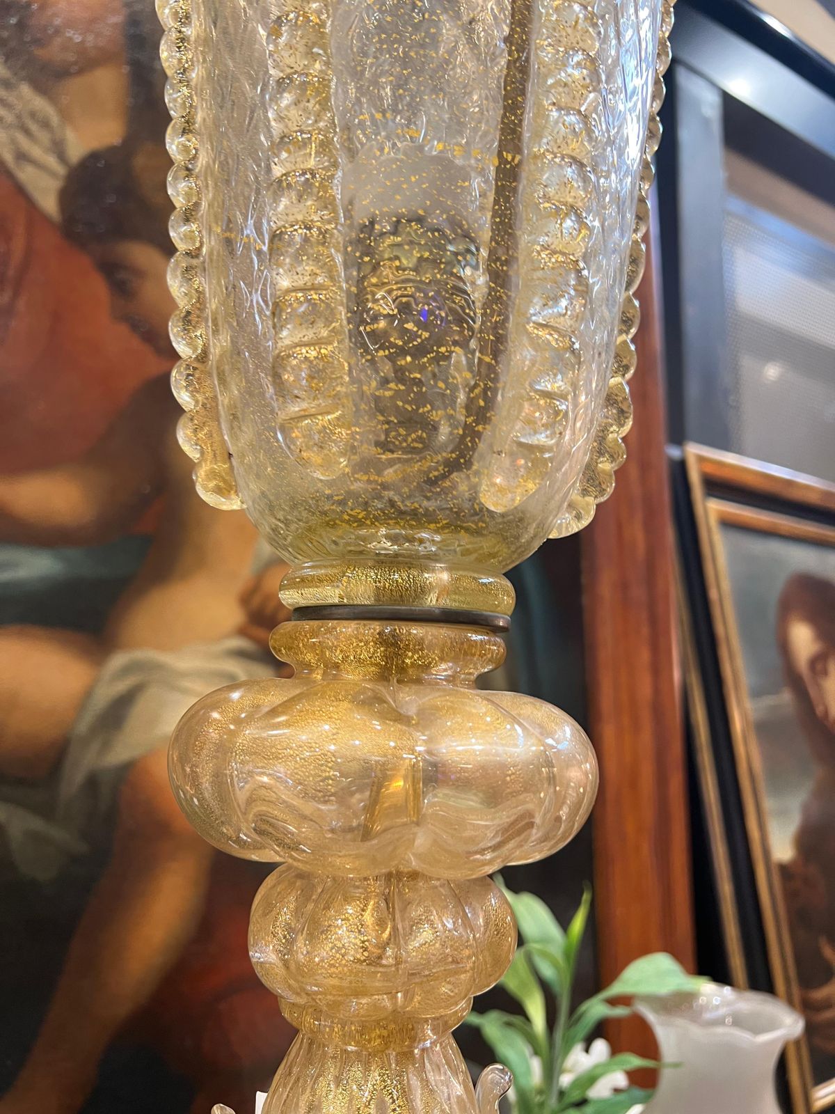 Extraordinary Floor Lamp In Precious Gold Murano Glass photo buy