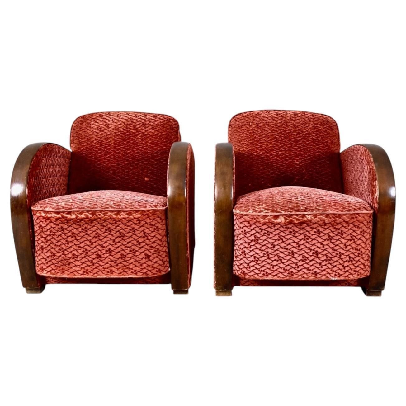 Art Deco Armchairs Early 20th Century Swedish Antique Golden Birch Bentwood Arms