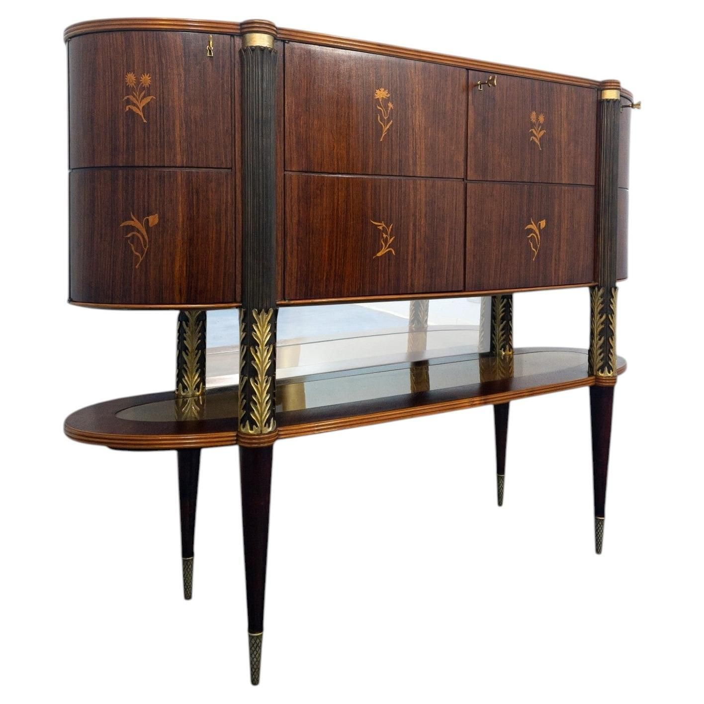 Italian Mid Century Sideboard Or Cabinet Bar Designed By Pierluigi Colli, 1940s