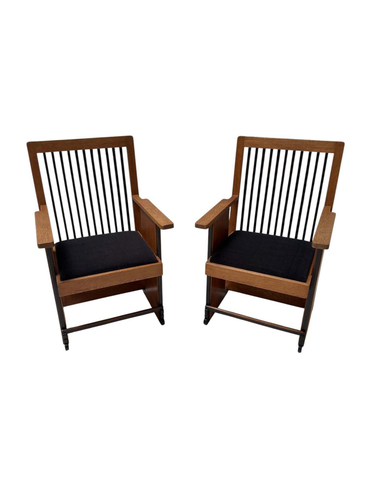 Two Art Deco Modernist High Back Armchairs By Architect Caspers, 1920s photo vinterior