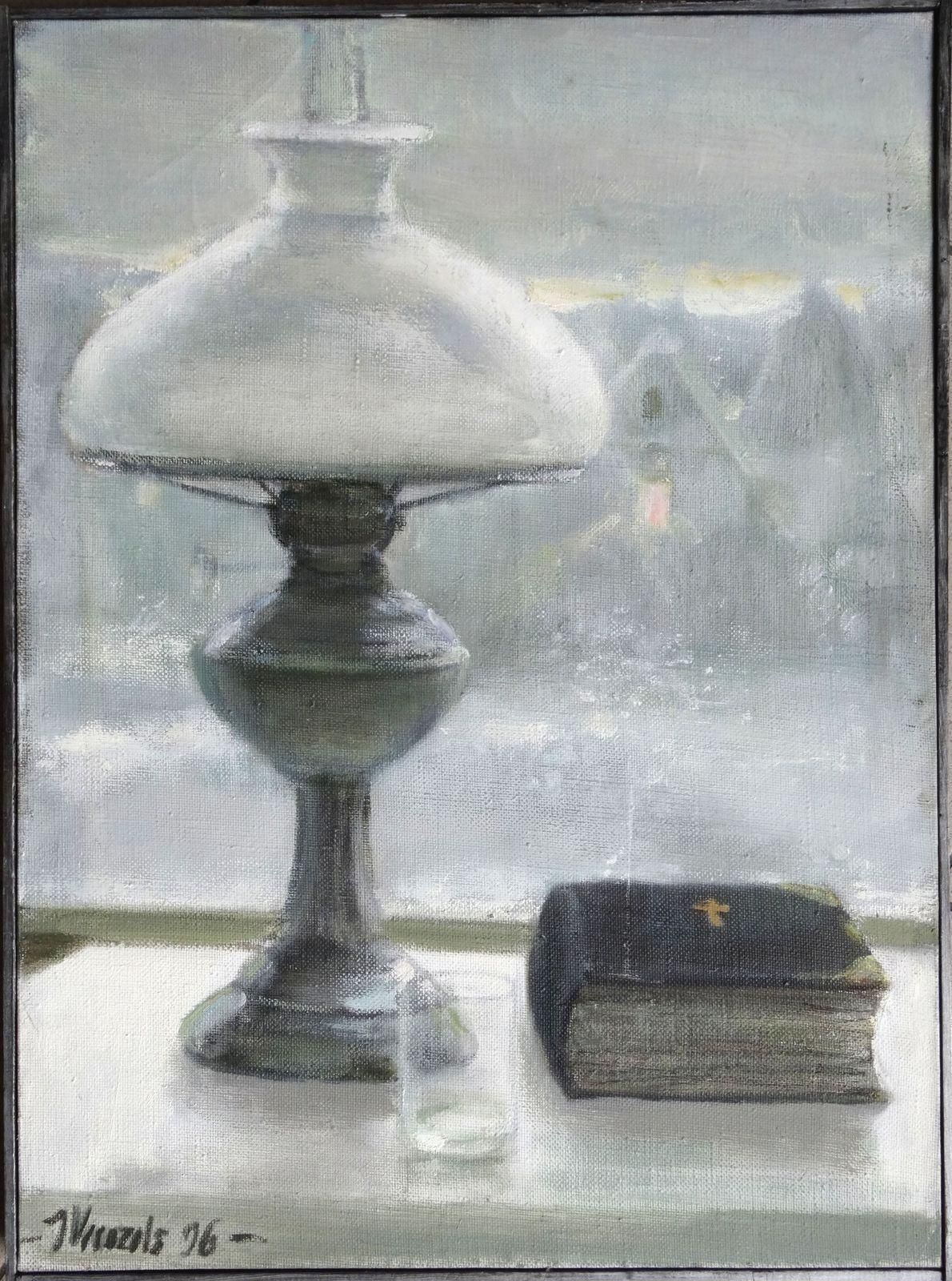photo for sale Imants Vecozolsstill Life With Lamp. Oil On Canvas. 59x50 Cm2010
