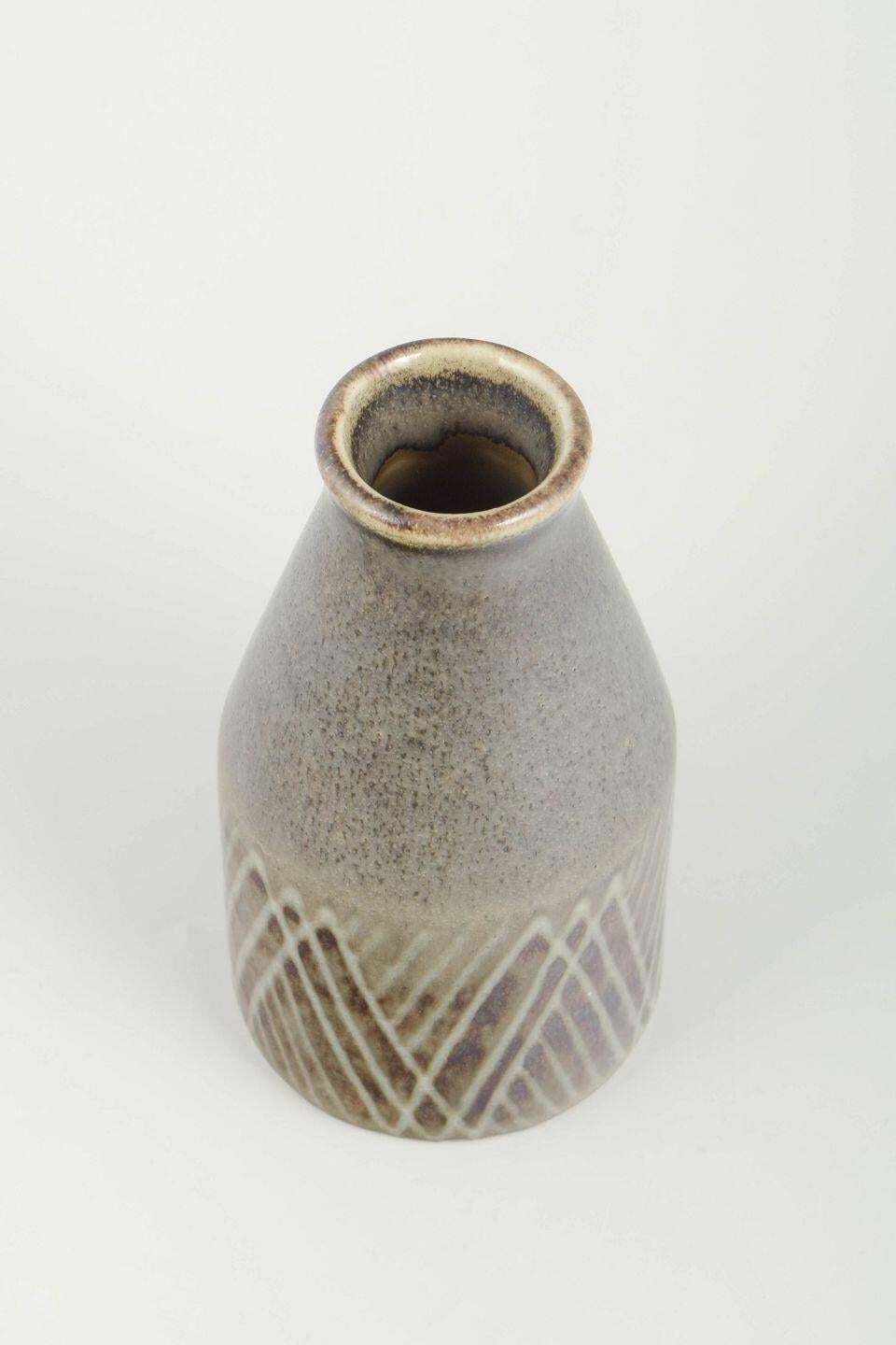 Carl Harry Stålhane For Rörstrand. Cylindrical Stoneware Vase With Brown Glaze. photo furniture