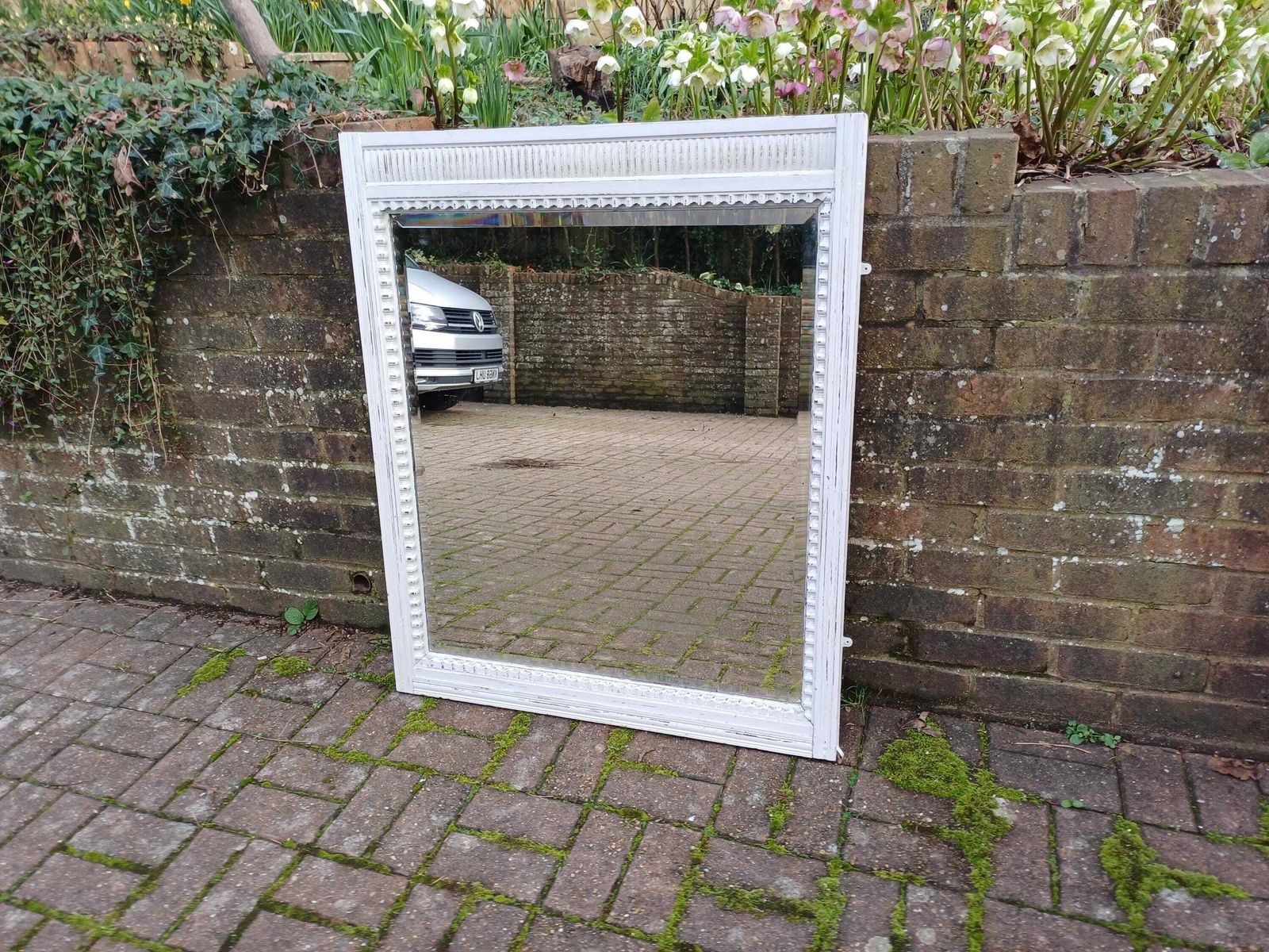 Outstanding Massive Early 20th Century French Hardwood Over Mantel Mirror With Original Bevelled Glass Farrow & Ball photo Home Decor