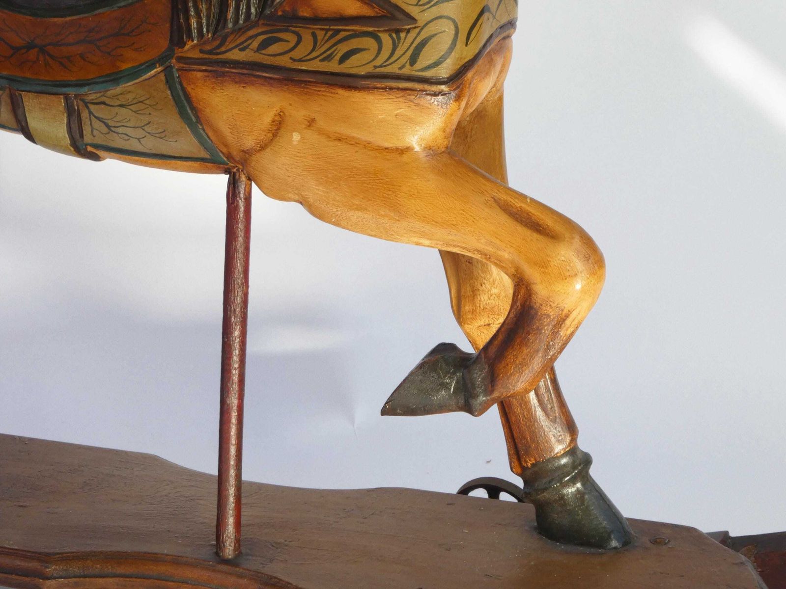 Large Old Wooden Rocking Horse With Glass Eyes, Carved Old Figurine On Wheels, Art Object photo buy