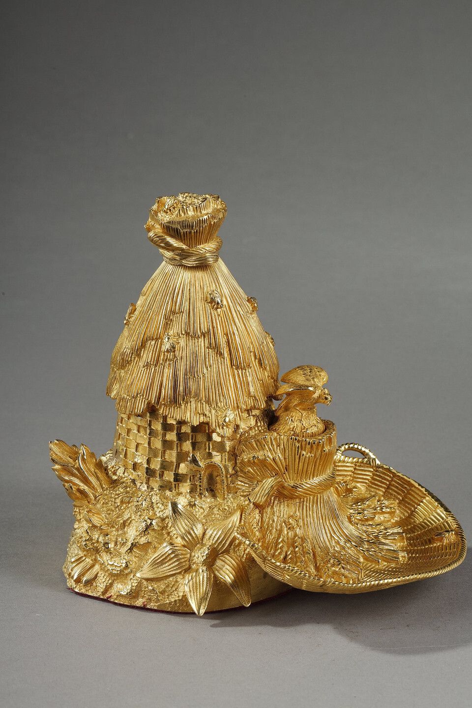 Rare Freemason Inkwell In Gilt Bronze And Beehive Shape, 19th Century photo Home Decor