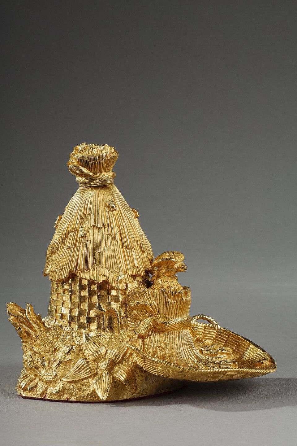 Rare Freemason Inkwell In Gilt Bronze And Beehive Shape, 19th Century photo 2771.0