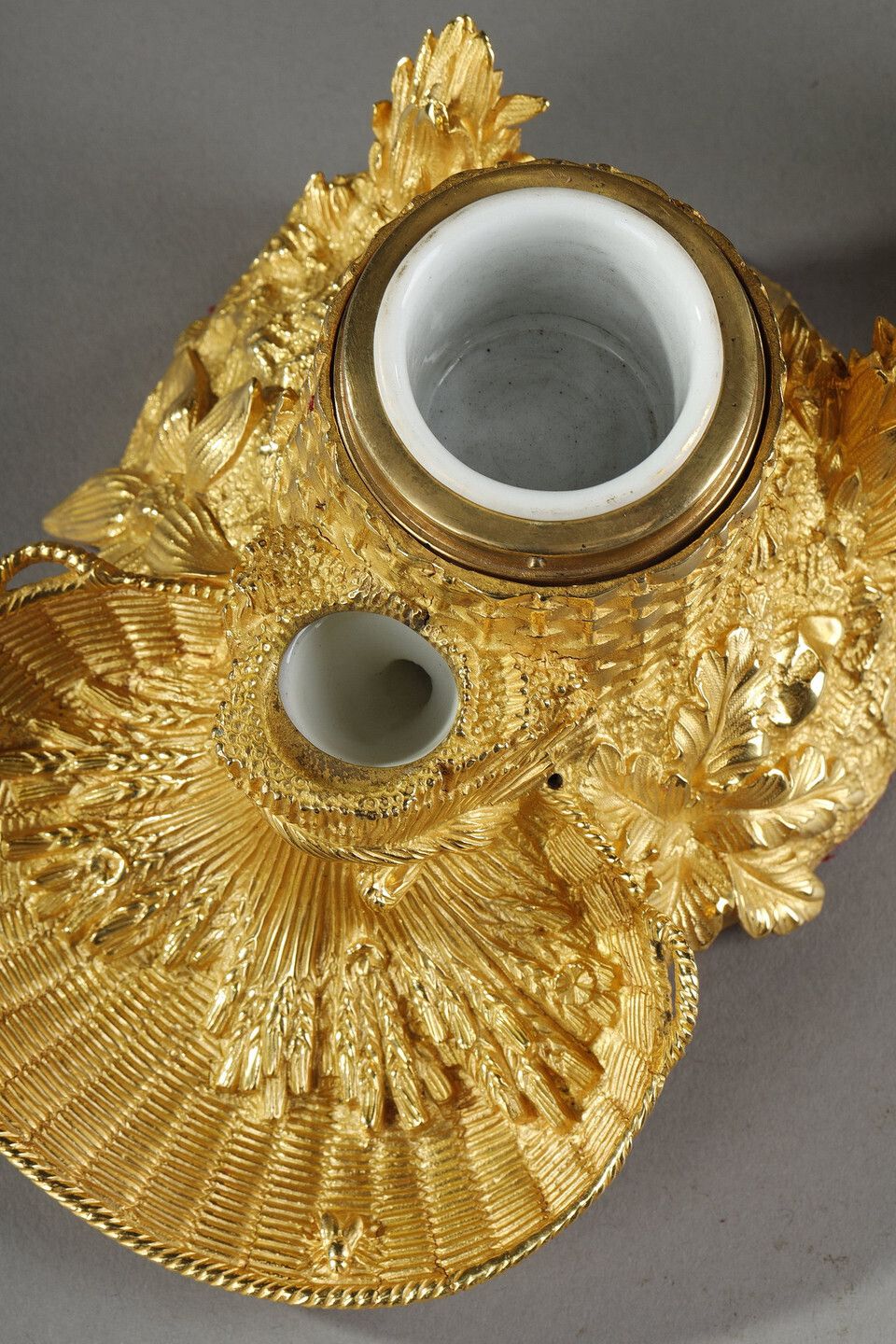 photo for sale Rare Freemason Inkwell In Gilt Bronze And Beehive Shape, 19th Century
