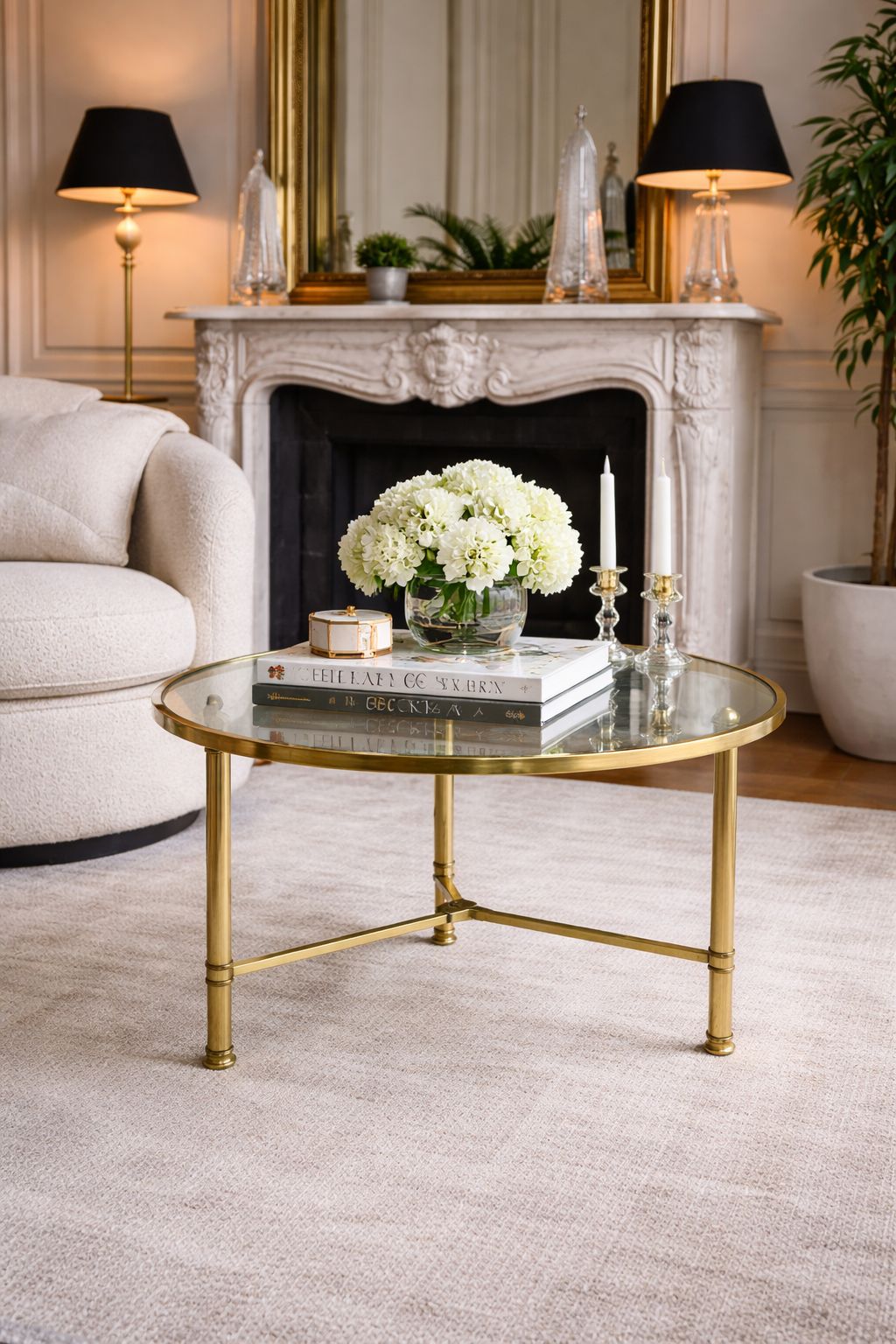French Brass And Glass Round Cocktail Table In The Style Of Maison Baguès photo Furniture
