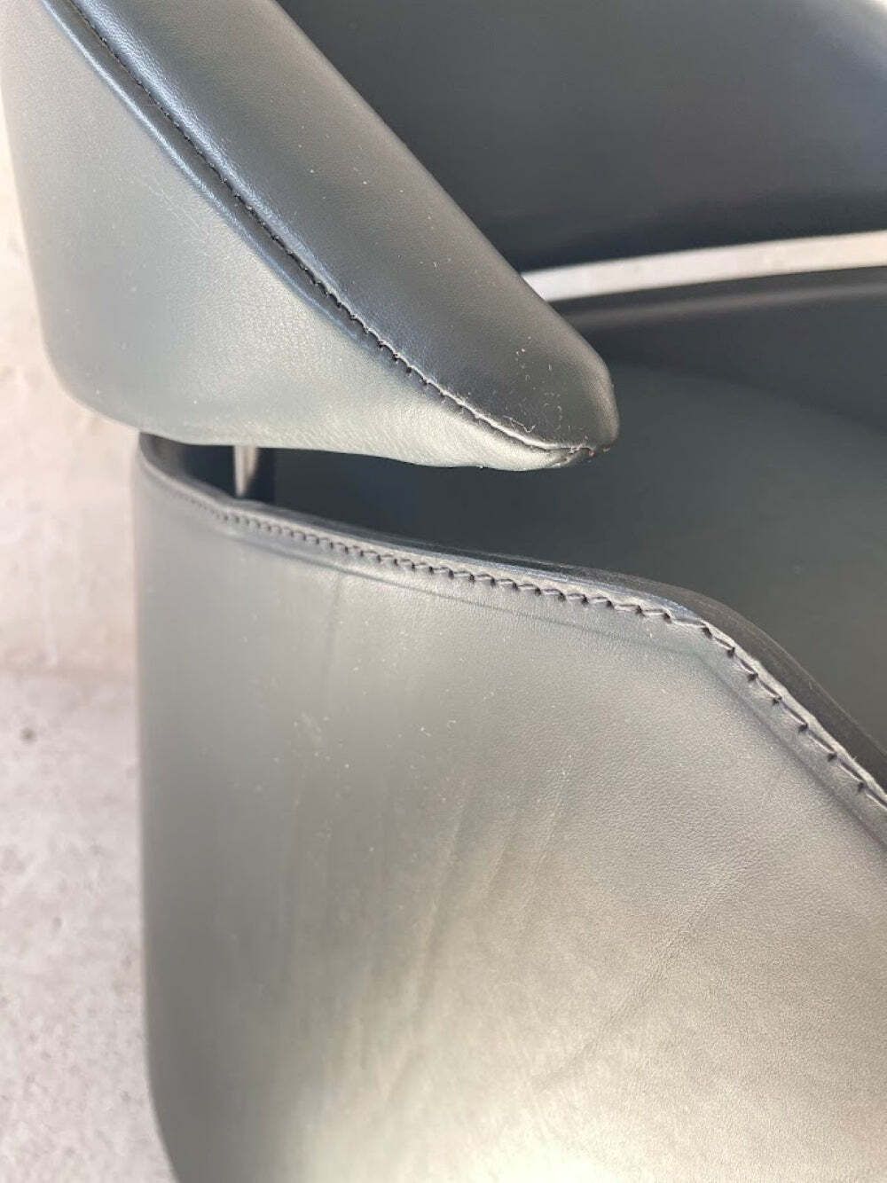 Furniture Italian Leather Armchair On Casters By Matteo Grassi, 1990s photo
