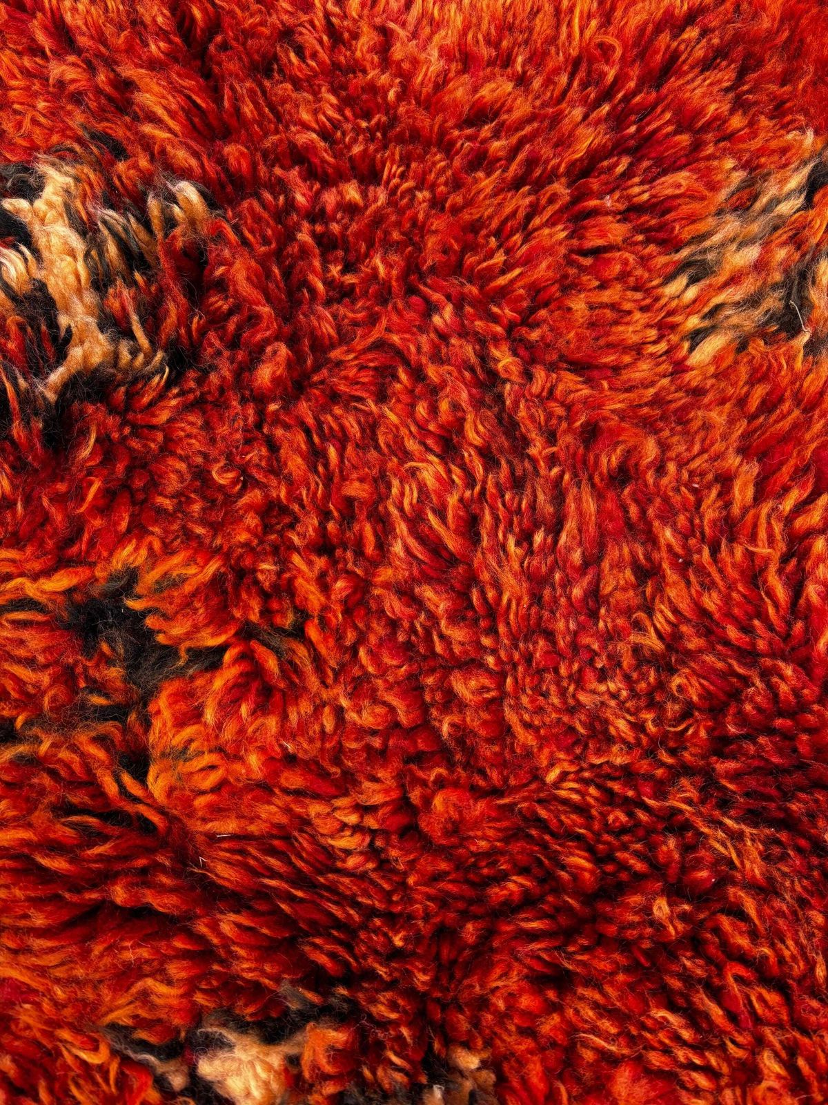 1635.0 Mid Century Modern Orange Moroccan Rug 210x300 Cm – Red Wool Area Rug – Handmade Berber Carpet – Authentic Boujad Atlas Rug photo