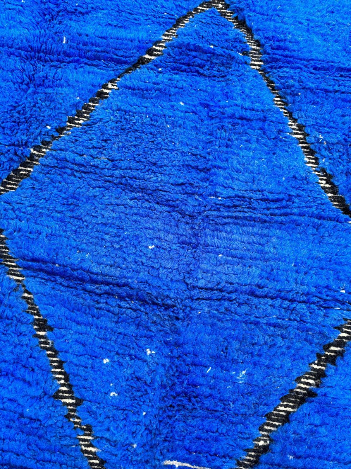 Moroccan Beni Ouarain Rug 180x250 Cm– Handmade Wool Berber Rug –Blue & Cream Geometric Rug – Modern Moroccan Carpet –Luxury Berber Area Rug photo vintage
