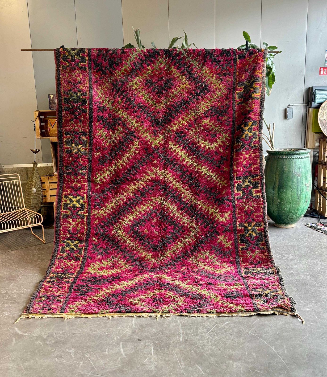 Large Vintage Moroccan Talsint Rug 210x330 Cm – Handmade Berber Ait Bouchaoun Wool Rug – Rare Tribal Area Rug – Authentic Moroccan Carpet