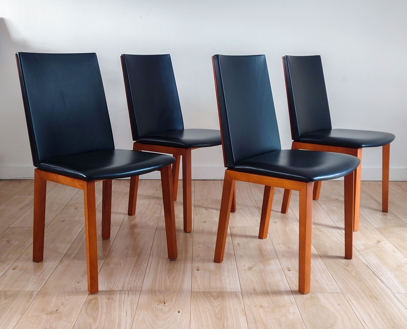Per Hansbaek For Skovby Sm51 Danish Cherry Wood And Leather Dining Chairs photo vinterior