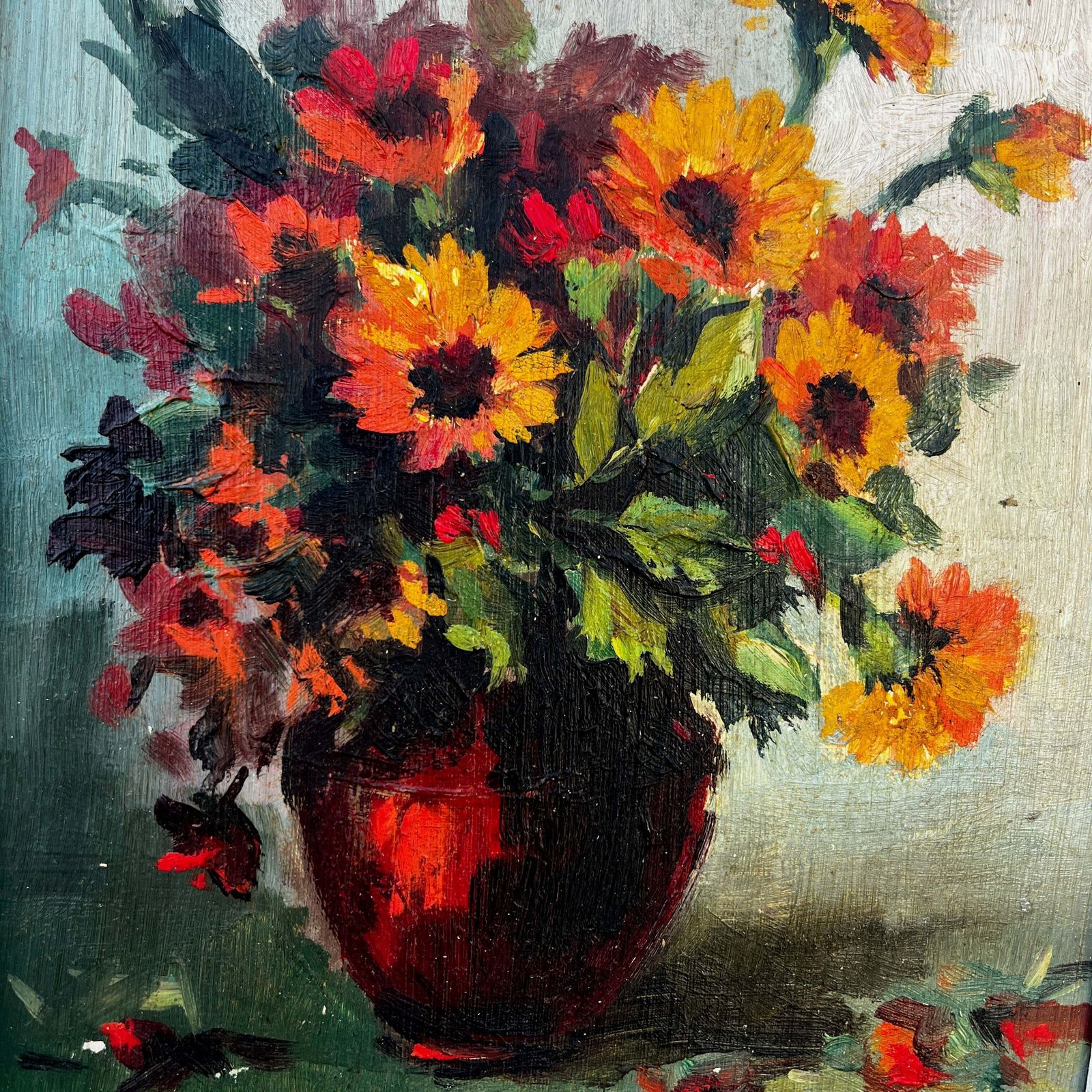 Vintage French Impressionist Oil Painting By J Vernon photo furniture