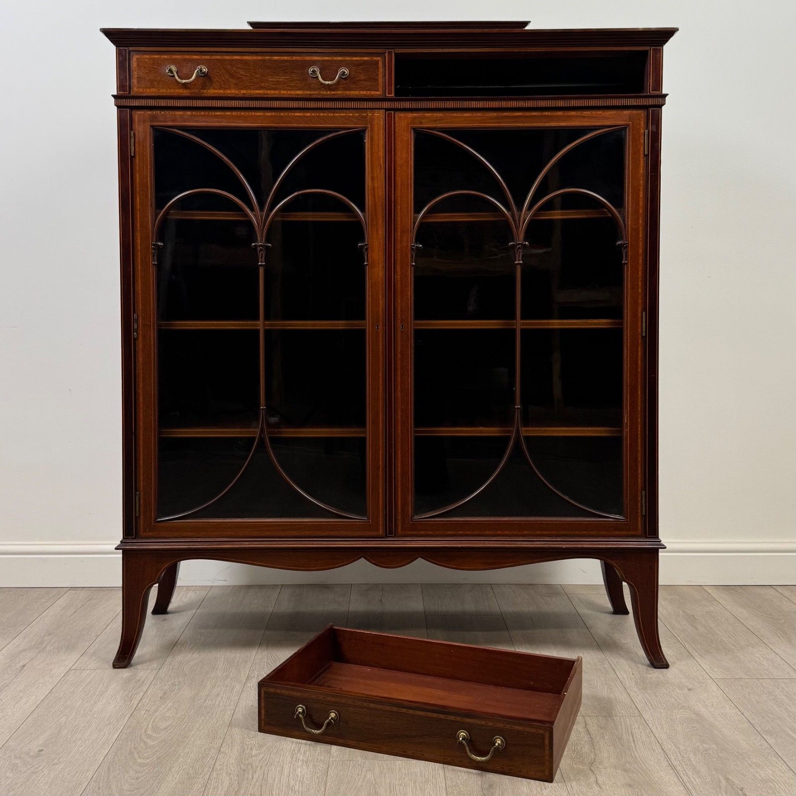 Furniture Antique 19th Century Fine Quality Display Cabinet In Mahogany ( Af 5267 ) photo
