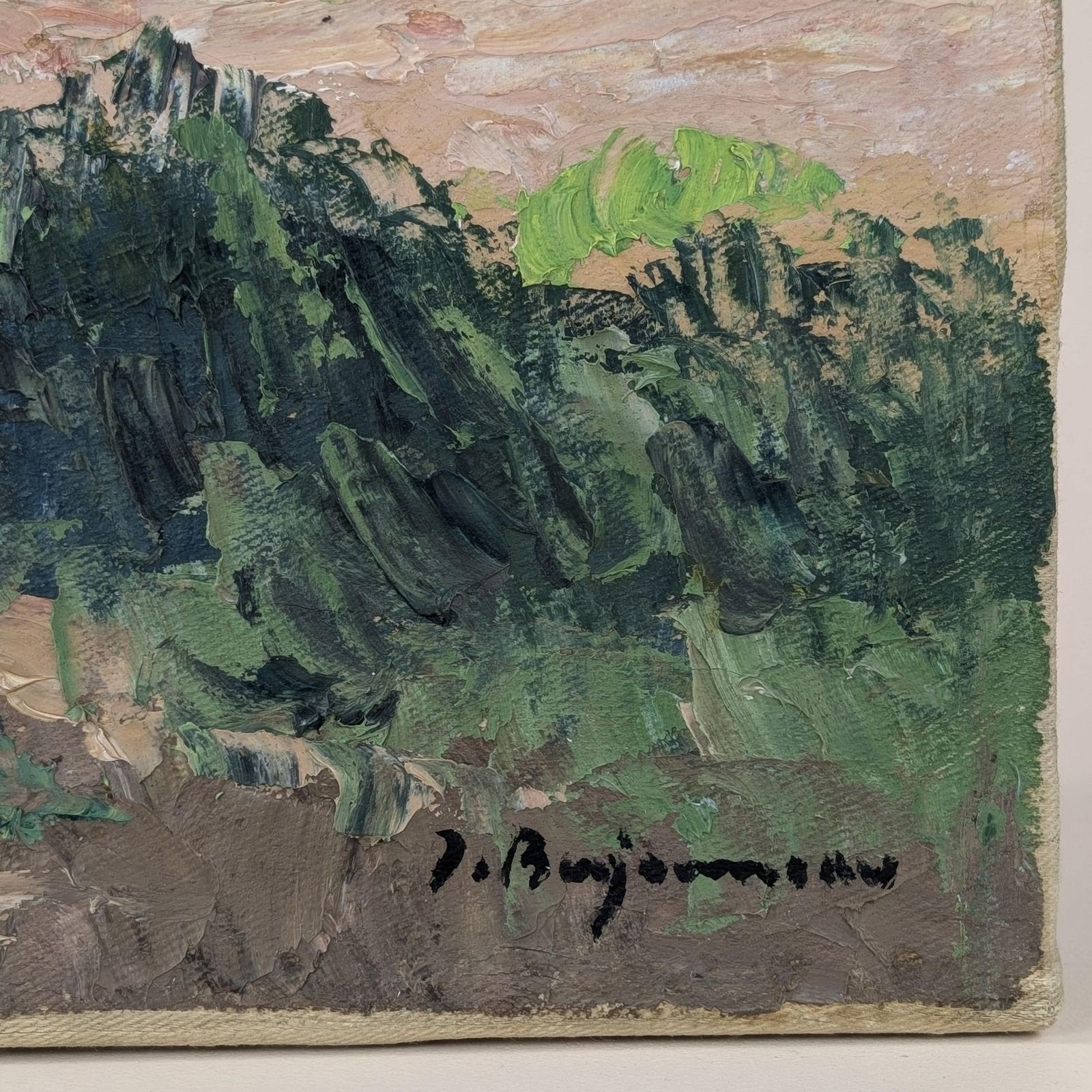 French Post Impressionist Provence Landscape Jehan Berjonneau Oil Painting photo vintage