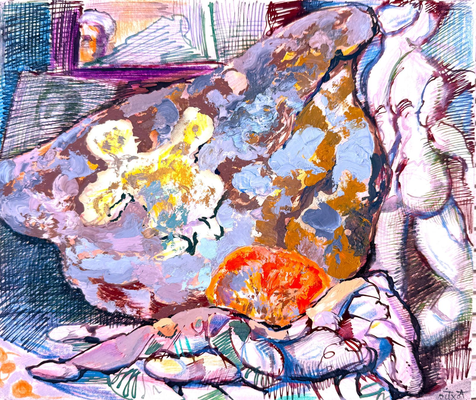 Antoni Pitxot Antoni Pitxot Mixed Media Abstract Composition Oil And Ink On Board 2003 Dali 2003