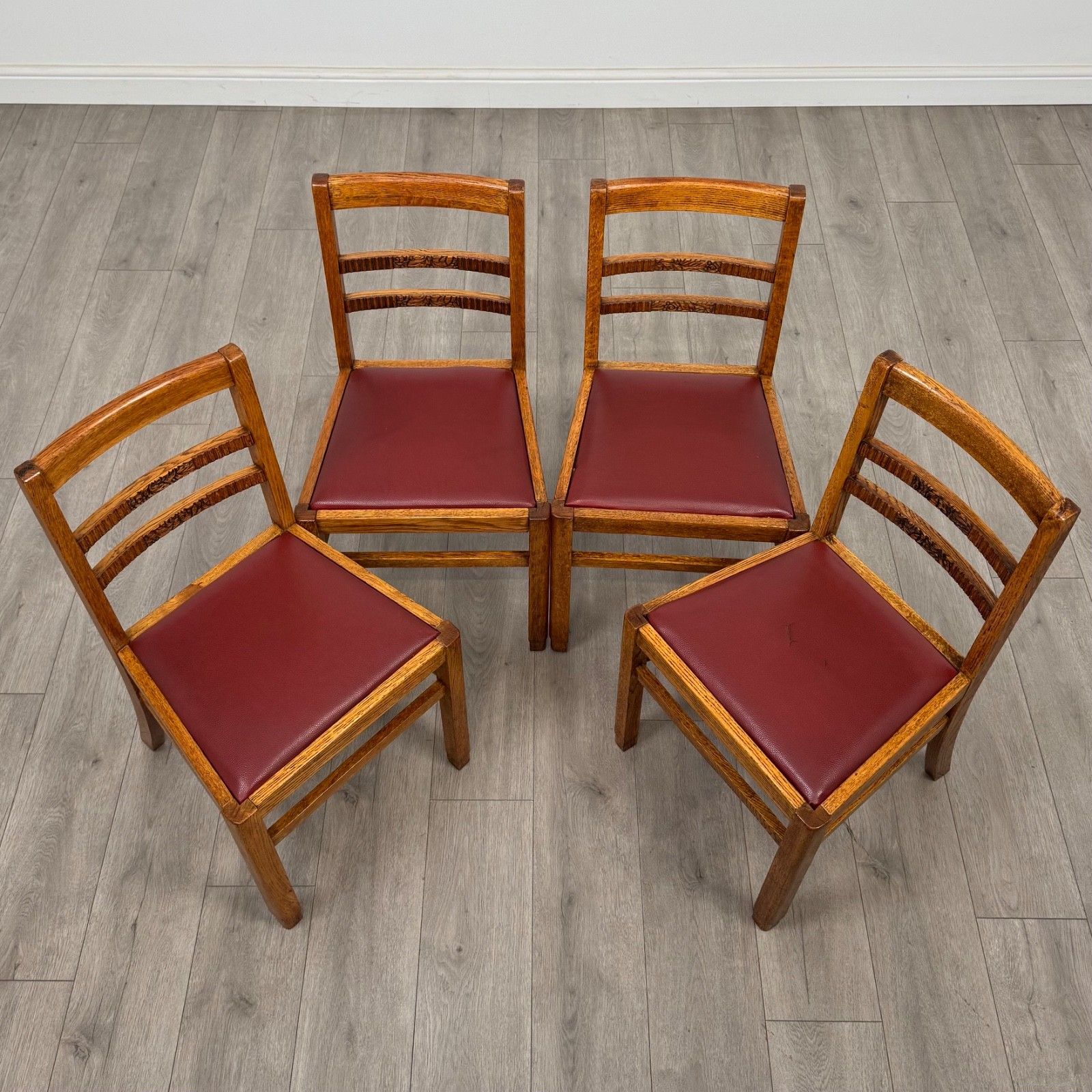 Antique 20th Century Set Of 4 Dining Chairs In Golden Oak ( Af 5314 ) photo buy