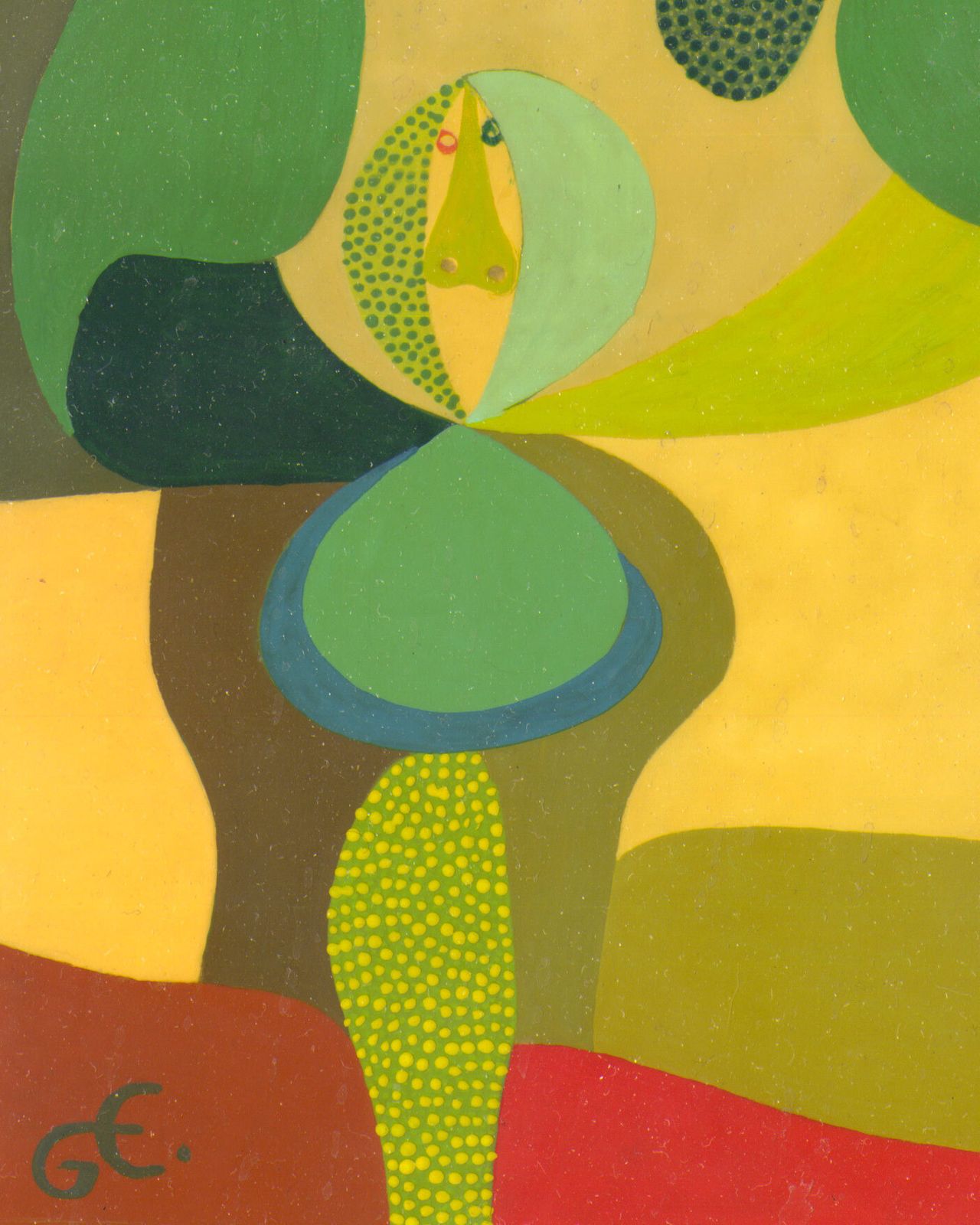 Charming Mysterious 1960s Surrealist Painting photo Art