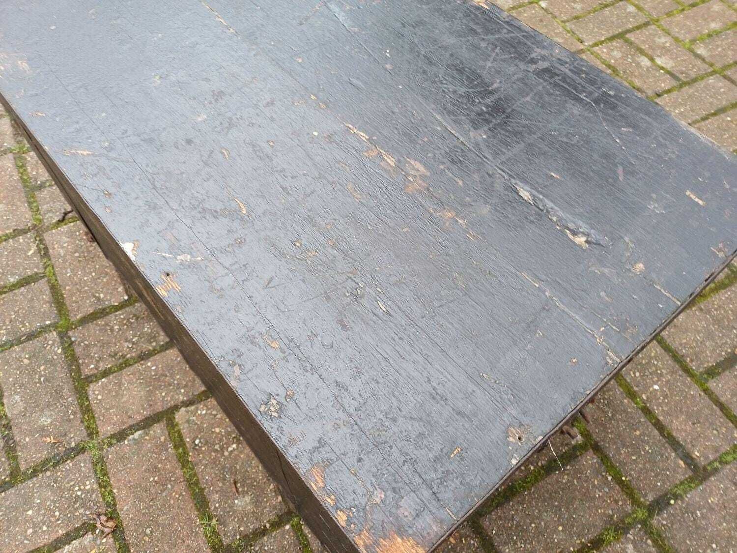 Antique Painted Pine Military Trunk Winterhauder Sussex Regiment Travel Chest Storage Box Coffee Table Vintage Ww1 Style photo furniture