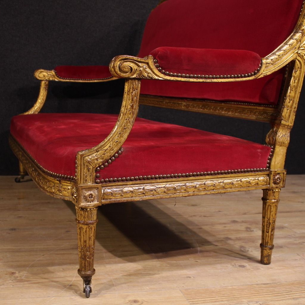 Antique French Red Velvet Sofa From The 19th Century photo 3800.0
