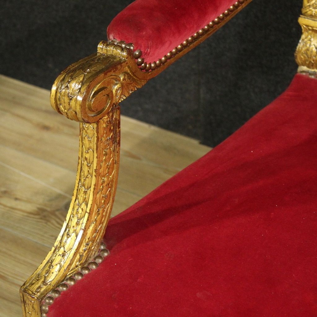 Furniture Antique French Red Velvet Sofa From The 19th Century photo