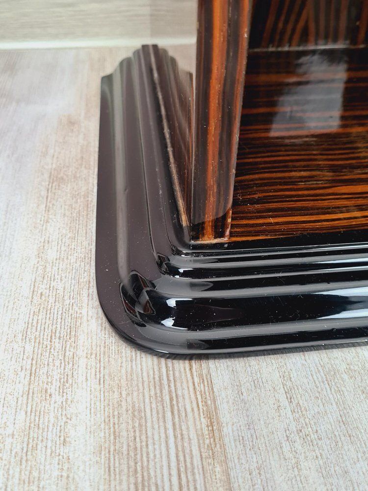 Art Deco Bedside Tables In Makassar Ebony And Portoro Marble, 1930s, Set Of 2 photo 865.0