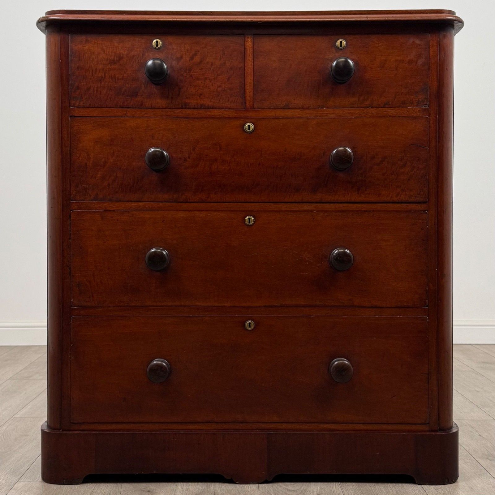 Antique 19th Century Victorian Mahogany Chest Of Drawers ( Af 5254 )