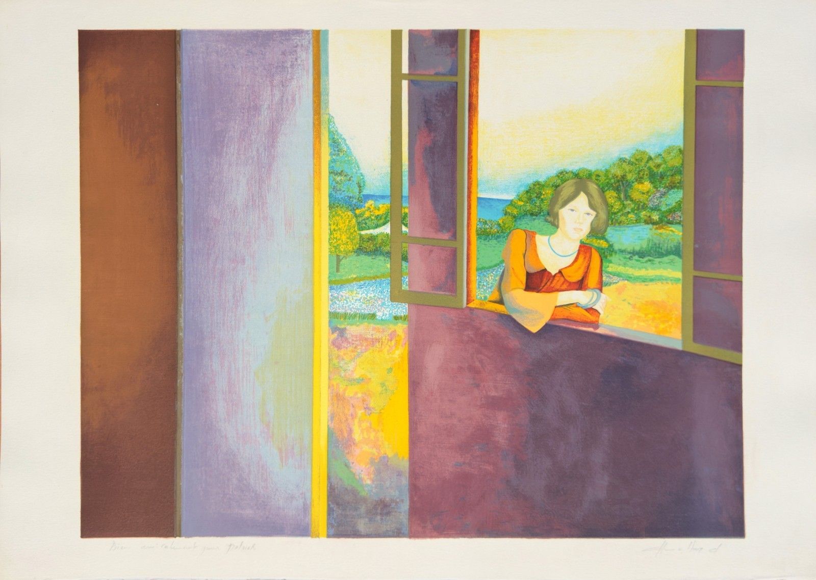 Claude Chevalley Original Lithograph Signed Portrait D'orient Art 1975