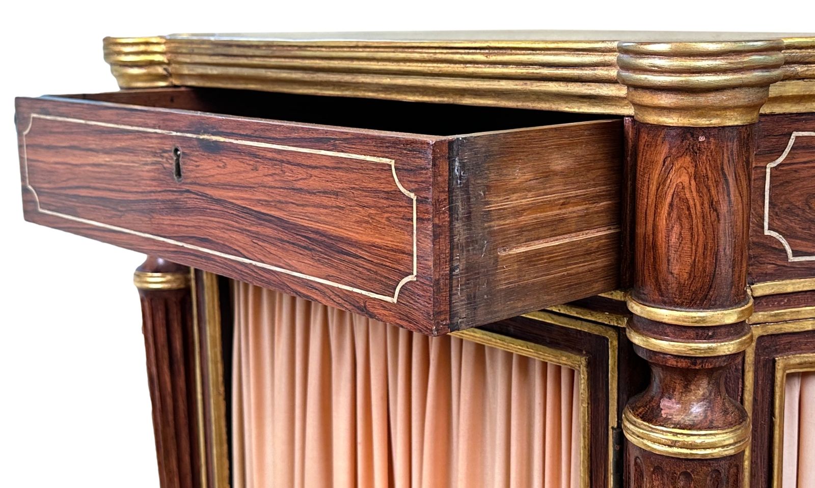 Regency Simulated Rosewood Breakfront Side Cabinet  (England, Circa 1825) photo furniture