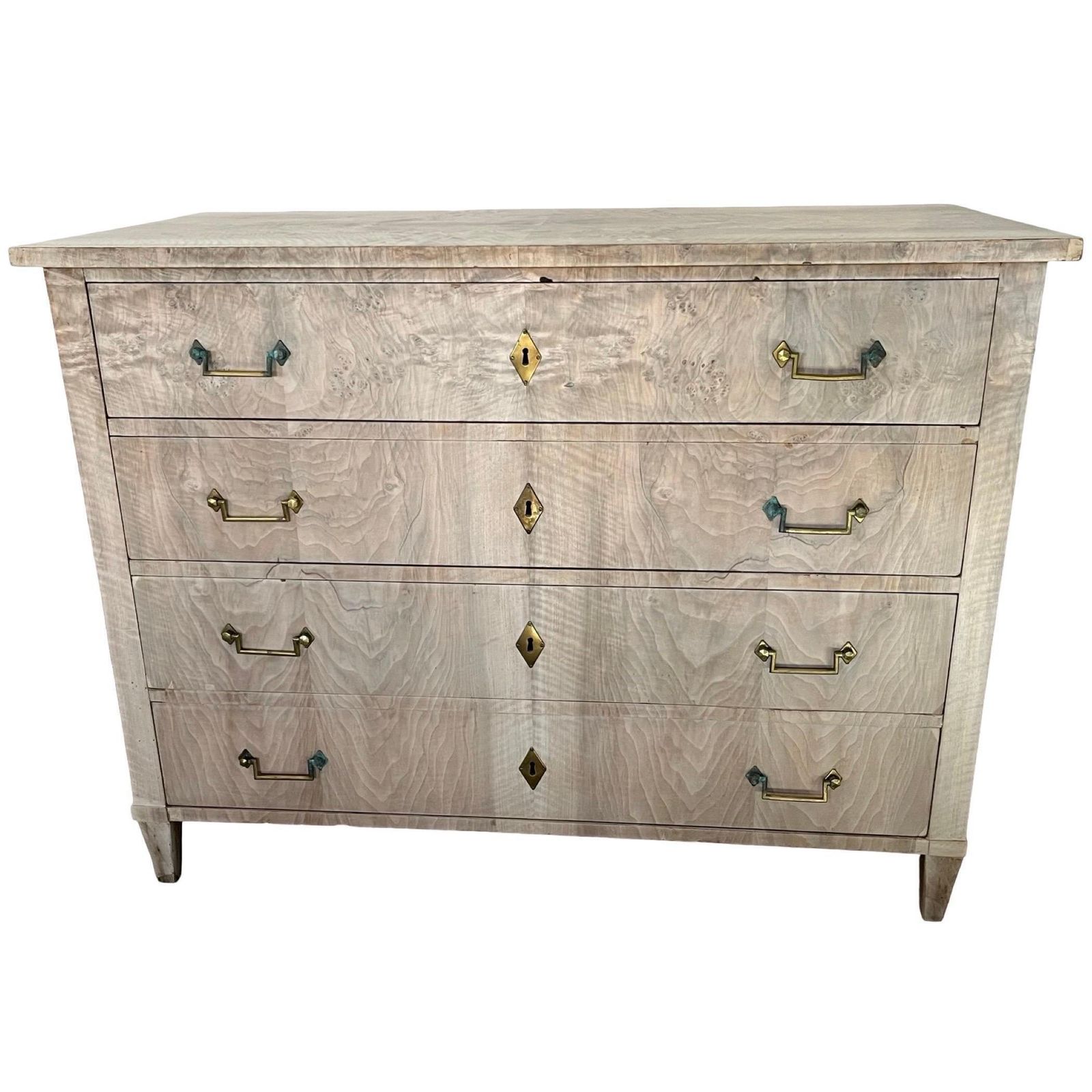 German Walnut Chest Of Drawers With Bookmatched Walnut Burl Book Matched Veneer photo vintage