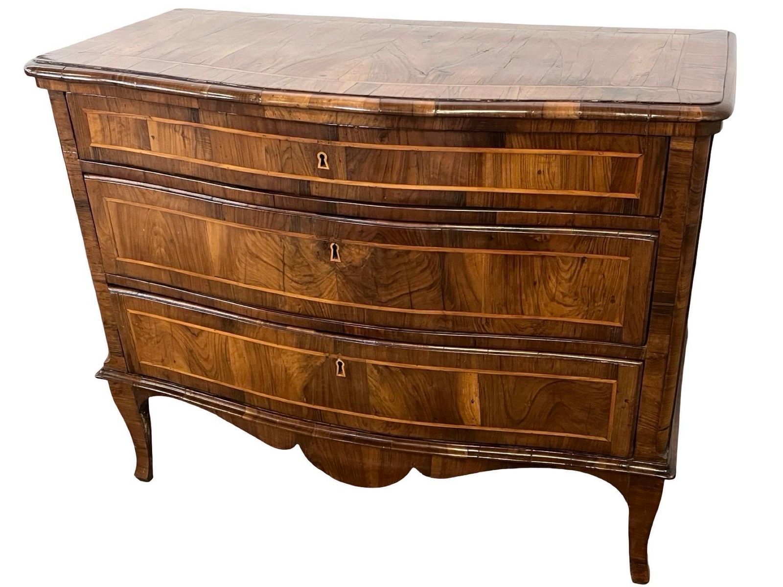 Italian Walnut Louis XV Chest Of Drawers, Commode With Burl Veneer photo furniture