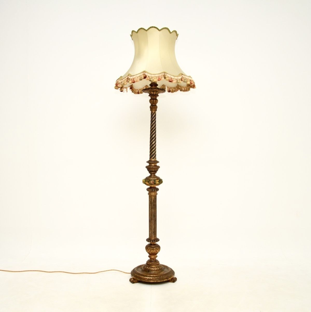 Antique Victorian Gilt Wood Floor Lamp photo furniture